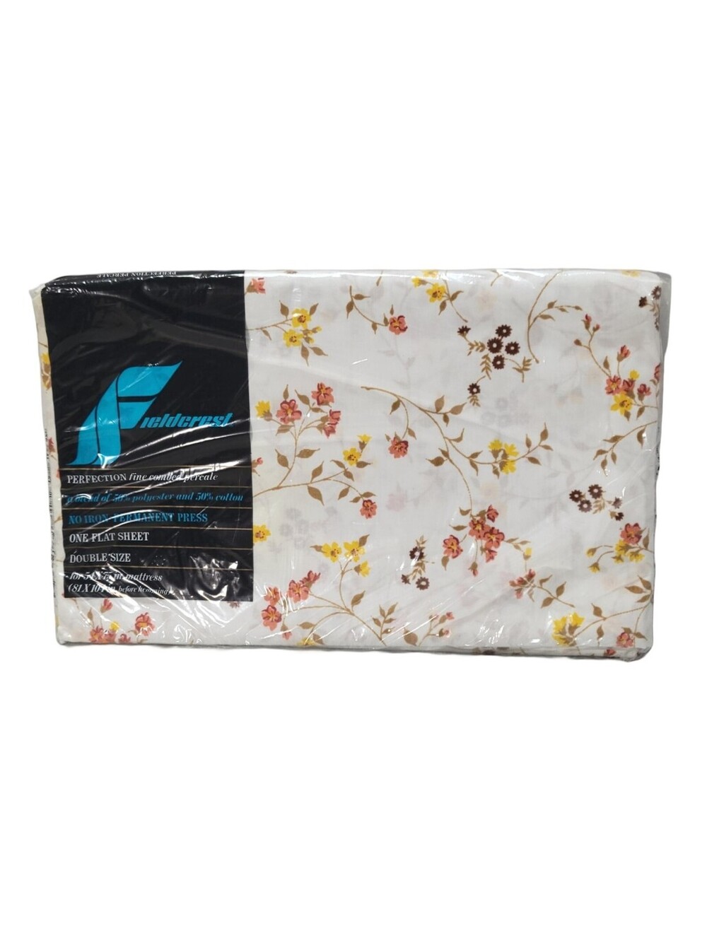 Vintage Fieldcrest Perfection Percale Full Double Fitted Sheet Floral NIP NOS
